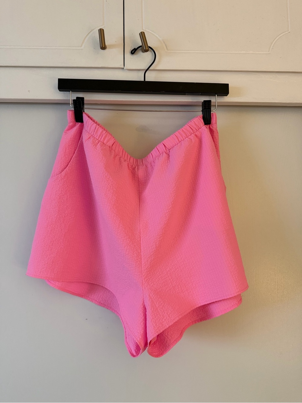 Show Me Your MuMu Bright Pink High-Waist Textured Shorts